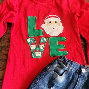 Kids Red Santa Love Long Sleeve Shirt